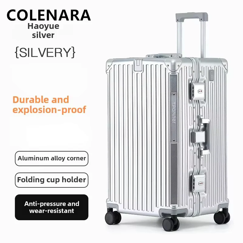 COLENARA حقيبة عالية الجودة سعة كبيرة إطار من الألومنيوم عربة حالة عربة نمط حقيبة سفر 26 "29" 32 بوصة المتداول الأمتعة