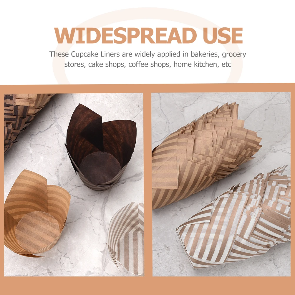 

200pcs Baking Cupcake Liners Disposable Paper Cups for Mini Tulip Cakes Muffins Strong High Temperature Resistance for Cupcakes