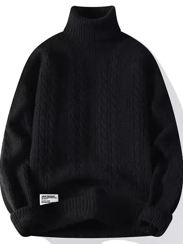 

Мужской свитер с высоким воротником, очень большой размер, зимний, утепленный, шерстяной, повседневный, однотонный, теплый, для отдыха