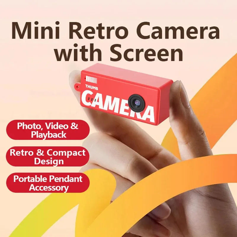 Retro Mini Thumb Camera HD Portable Pendant Toy for Kids Student Gift Small Digital Video Recorder Cute Keychain Accessory