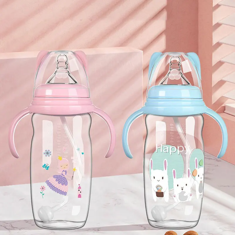 

330ml baby bottle, suitable for water and formula, with handle and lid, easy to hold, unisex feeding bottle - perfect gift