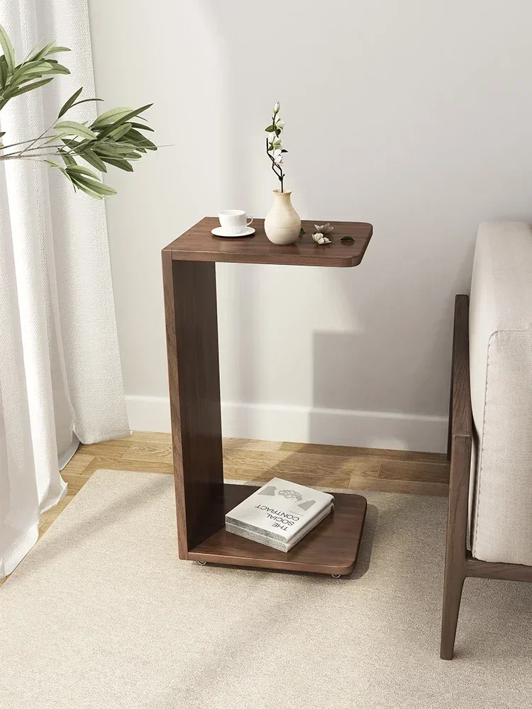 

Solid wood edge table, movable C-shaped U-shaped corner ta small unit, bedside table, coffee table, edge cabinet