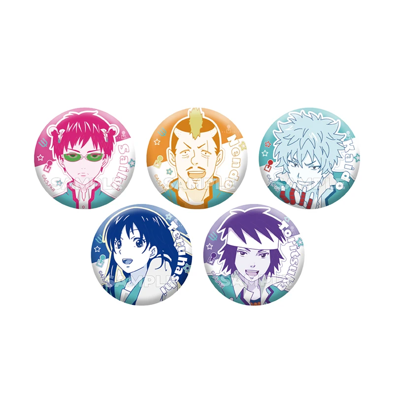 الحياة الكارثية لسايكي ك. ريواكند سايكي كوسو ريكي الصين التصنيع الرسمي خط الفن سلسلة تأثيري شارة 5 قطعة/المجموعة #5