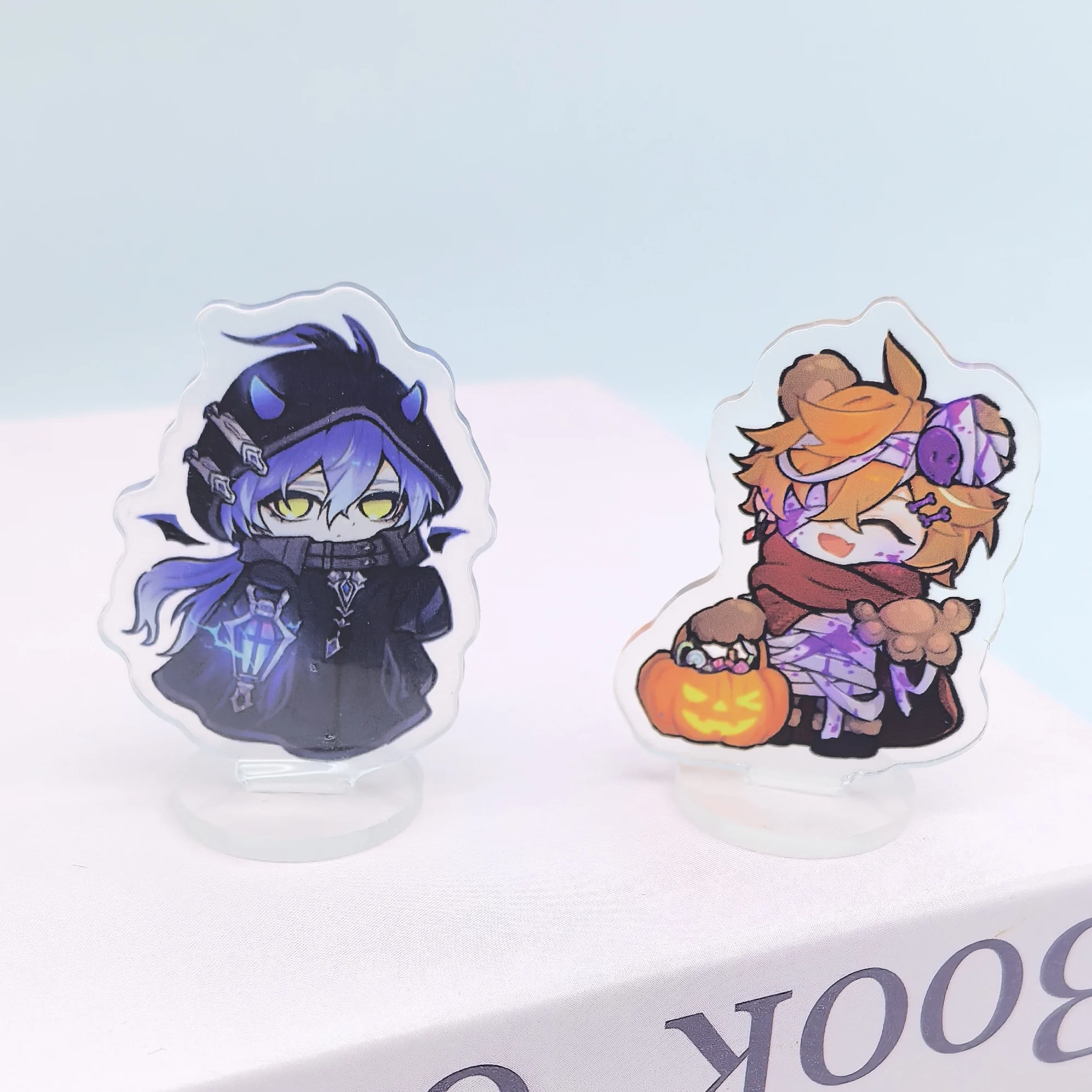 1PC Anime Chara Acrylic Stand Mini Figurine Ornament Cute Cartoon Display Small Plaque For Genshin Diluc Tartaglia Collection