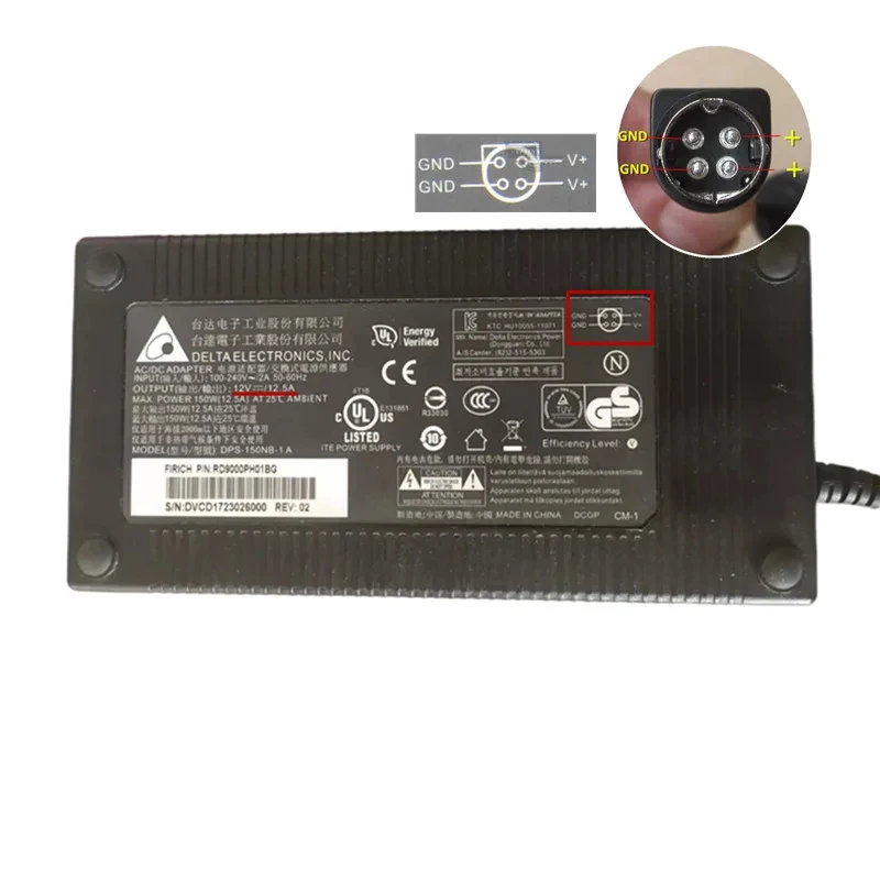 

Genuine Delta DPS-150NB-1A 12V 12.5A 4PIN DPS-150AB-15 AC Adapter For PX150 EPOS PP-9635 Fec Aerpos AP-3615 RD9000PH01AK Charger