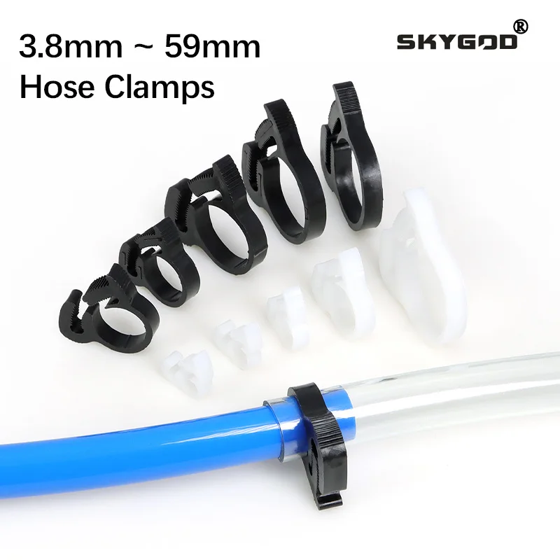10pcs Hose Clamps 3.8mm ~ 59mm White/Black Plastic Line Water Pipe Strong Clip Spring Cramps Fuel Air Tube Fitting  Fixed Tool