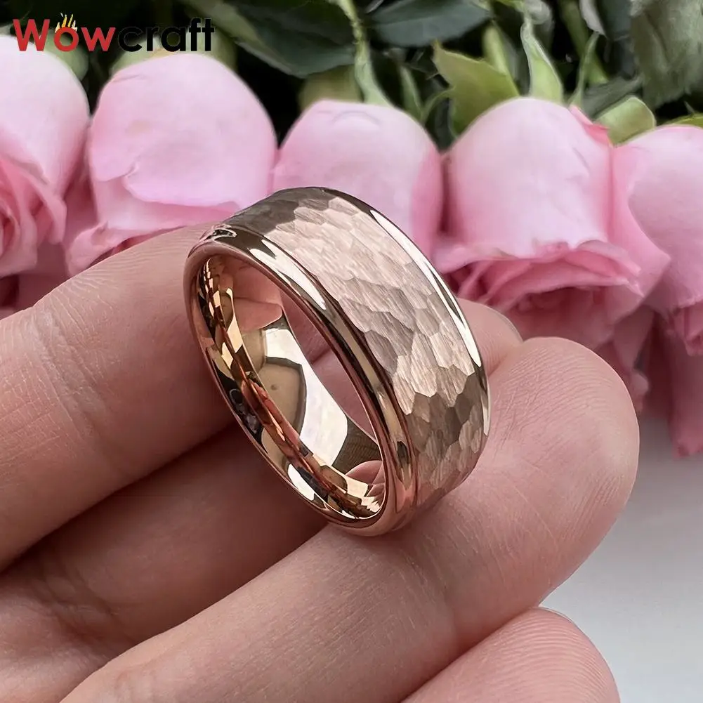 

Кованое кольцо из карбида вольфрама 8 мм для мужчин и женщин, модное обручальное кольцо с матовой отделкой, удобная посадка