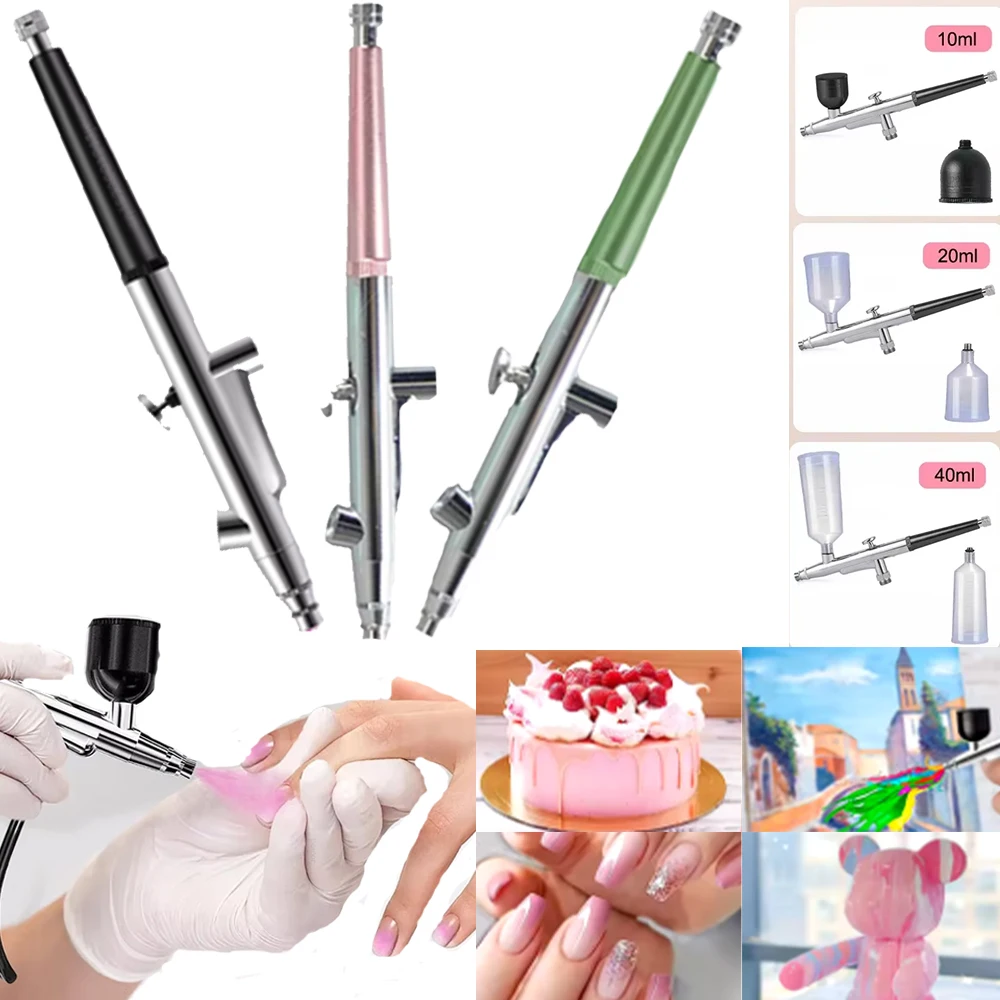 Airbrush Spray Gun for Painting Nails Modeling Crafts Cake Mini Spray Gun 0.3mm Nozzles Portable Airbrush Gun with Cleaning Kit