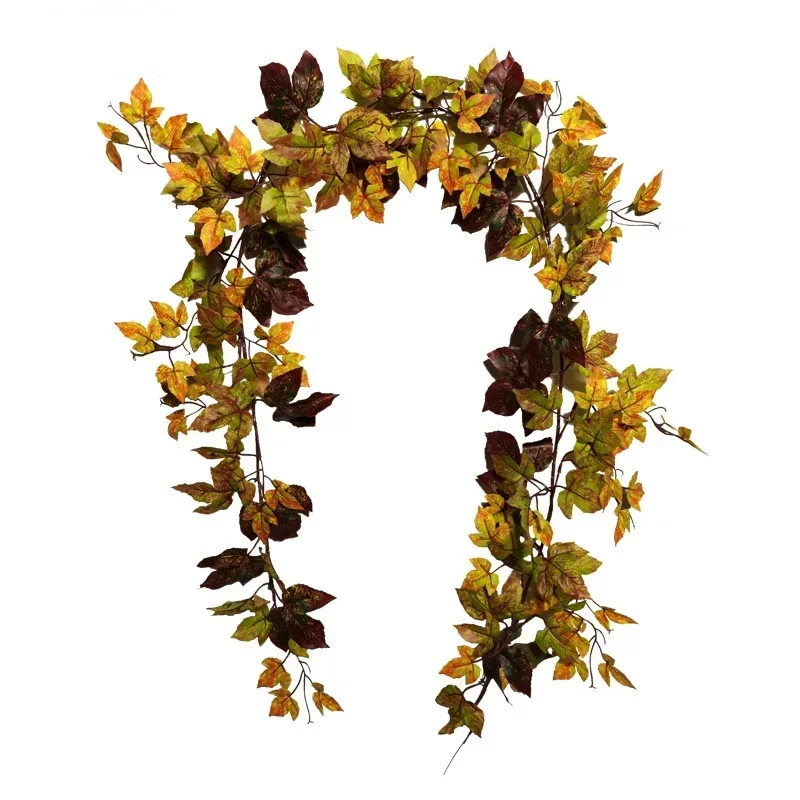 Fake Plants Simulated Gum Autumn Maple Leaf Vine Creeper Vine Soft Halloween Decorative Fake Flower Plante Artificielle