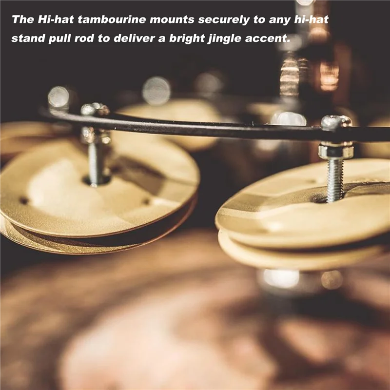 

Hot Sale Musical Kalimba Portable Percussion Hi-Hat Tambourine With Row Alloy Jingles Drum Set Musical Accessories
