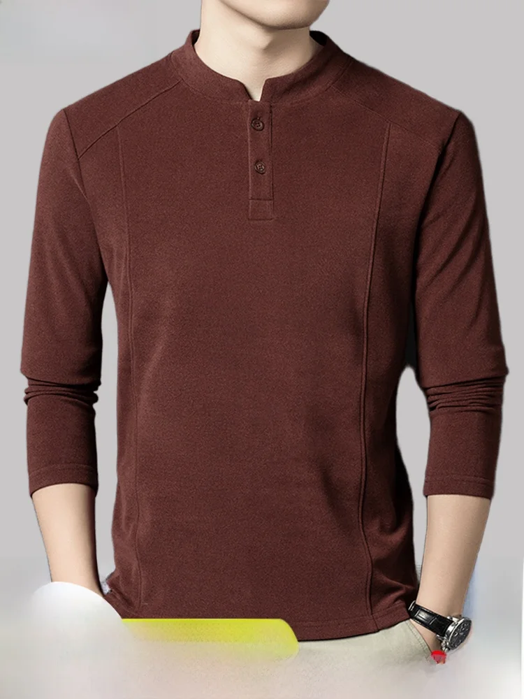 Eordu Men's Pure Wool Long Sve Stand Collar  Color Casual Warm Sweater Base irt Comfortable Soft Winter Knittedwear