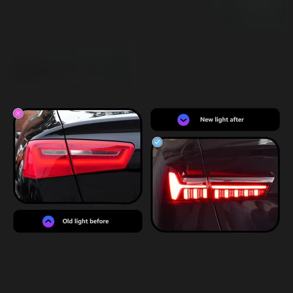 For 15 A6 C7 A6L C8 Style Tail Lights With Sequential Turn Signal Animation Brake Parking Lighthouse Facelift Car Styling