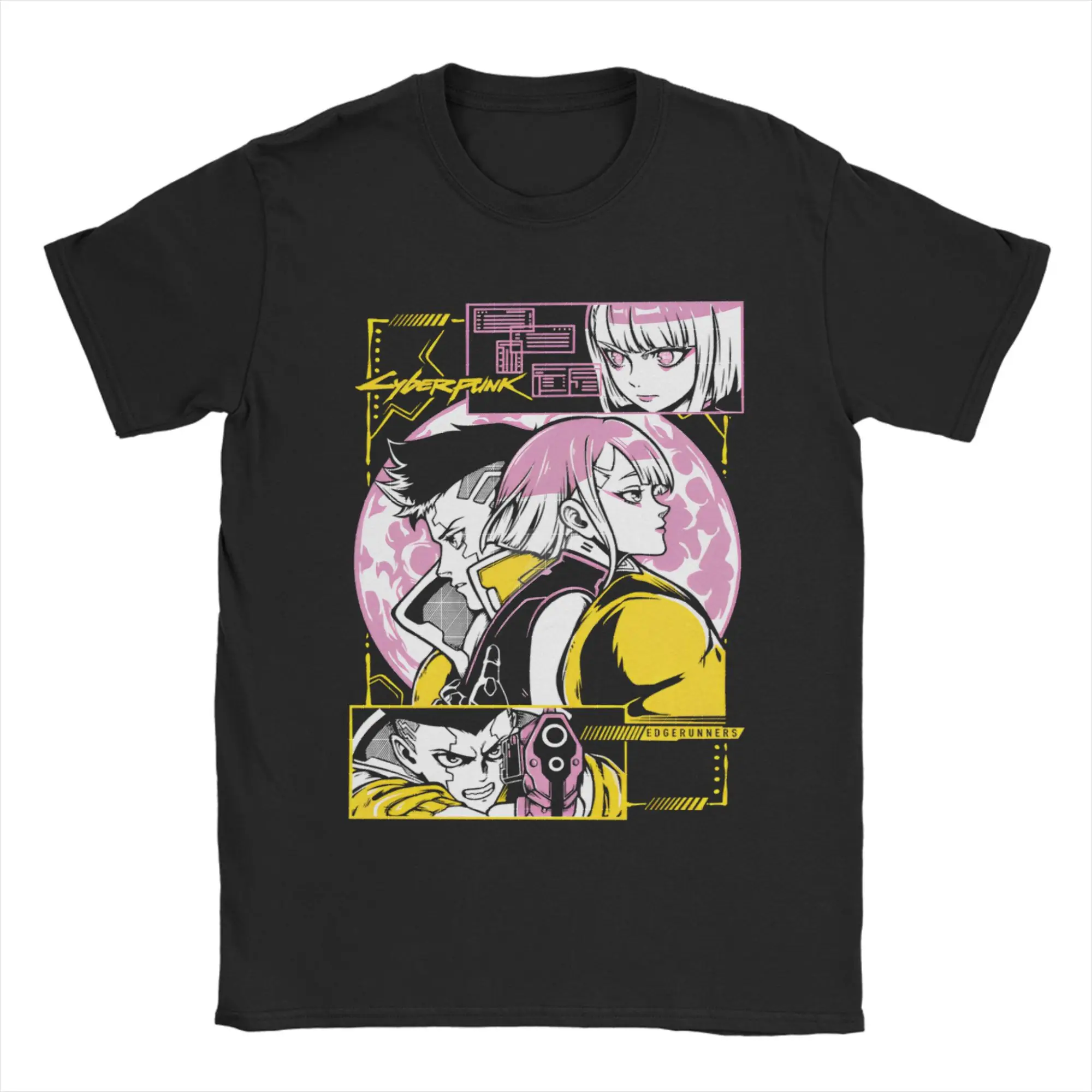 ريبيكا أنيمي سايبر Edgerunner تي شيرت الرجال الملابس القطنية Kawaii الكرتون جولة الرقبة قصيرة الأكمام الجرافيك تي شيرت الملابس #1