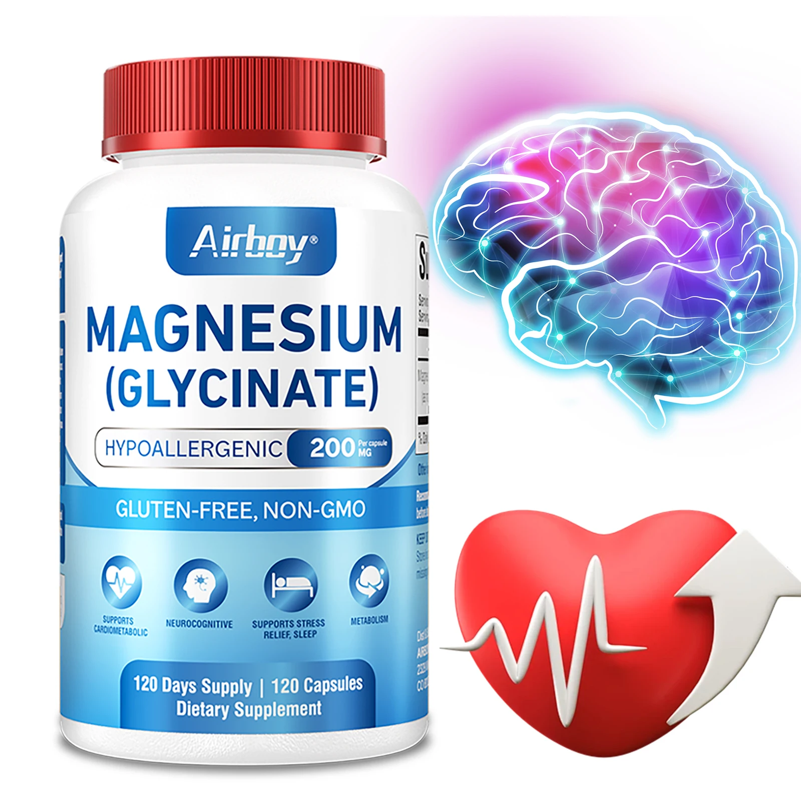 Magnesium Glycinate - Promotes Muscle, Joint and Bone Health, Improves Sleep, Supports Positive Mood