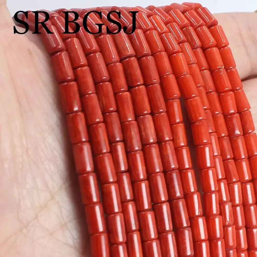 3x9mm Natural Column Orange Sardin Sea Bamboo Coral Small  Beads Jewelry Necklace Bracelets DIY Making 15\