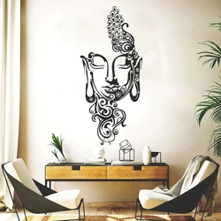 Large Gautama Buddha Mask Yoga Studio Wall Sticker Living Room Shakyamuni Pray Religion Inspirational Wall Decal Decor