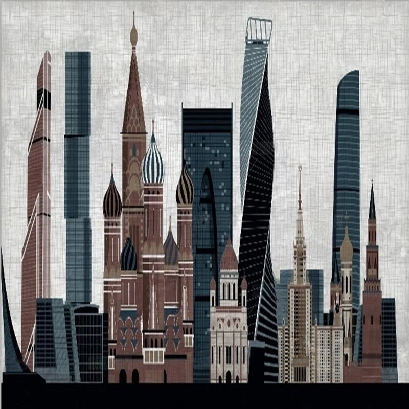 Custom Wall Mural Modern Architecture Building Pattern Wallpaper for TV Background Home Decor Living Room Bedroom Wall Paper