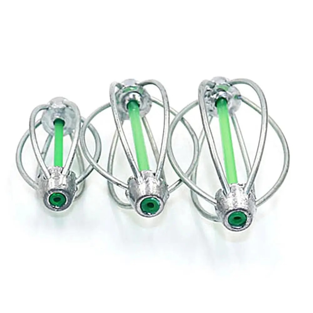 Lentera pengumpan pancing bentuk kawat umpan pelempar pemberat umpan bermain sarang musim semi