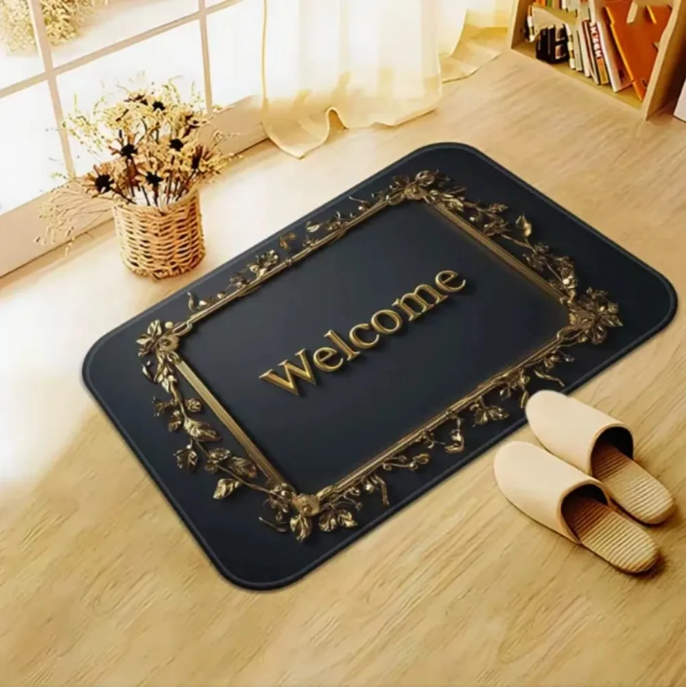 Vikama Gold Border Composite Border Floor Mat - Indoor and Outdoor - Entrance of Hall, Courtyard, and Home Decorative Carpet