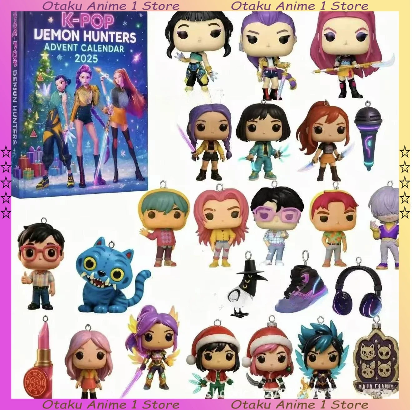2026 kpop demônios caçador calendário do advento figura dos desenhos animados calendário de natal acrílico 2d advento caixa cega children presentes de natal