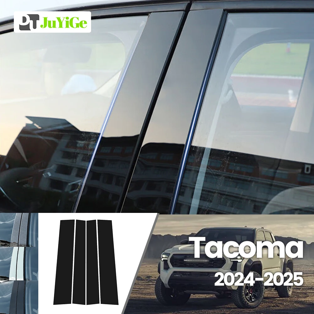 

Для Toyota Tacoma 2024-2025 ярко-черная наклейка из углеродного волокна на окна двери B C