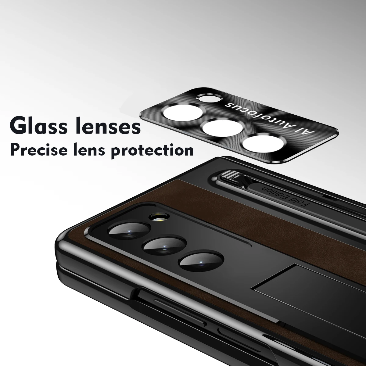 Vintage Leather Phone Case for Samsung Galaxy Z Fold 6 5 4 3 Fold6 Fold5 Fold4 Fold3 with Kickstand Protective Cover (No Pen)