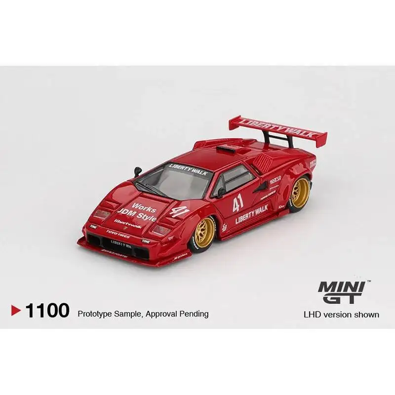 Przedsprzedaż MINIGT 1100 1:64 LBWK Lamborghini Countach LB WORKS Czerwony Model Auta z Odlewu Metalowego Kolekcja Zabawek