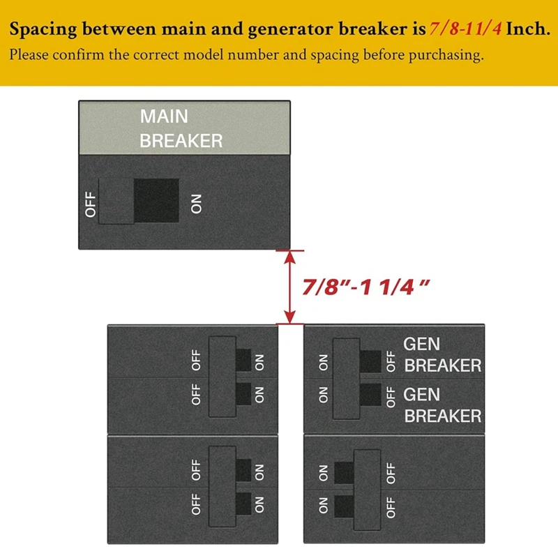 Generator Interlock Kit For 150Amp Or 200Amp Panels, 7/8-1 1/4 Inches Spacing Between Main And Branch Breaker