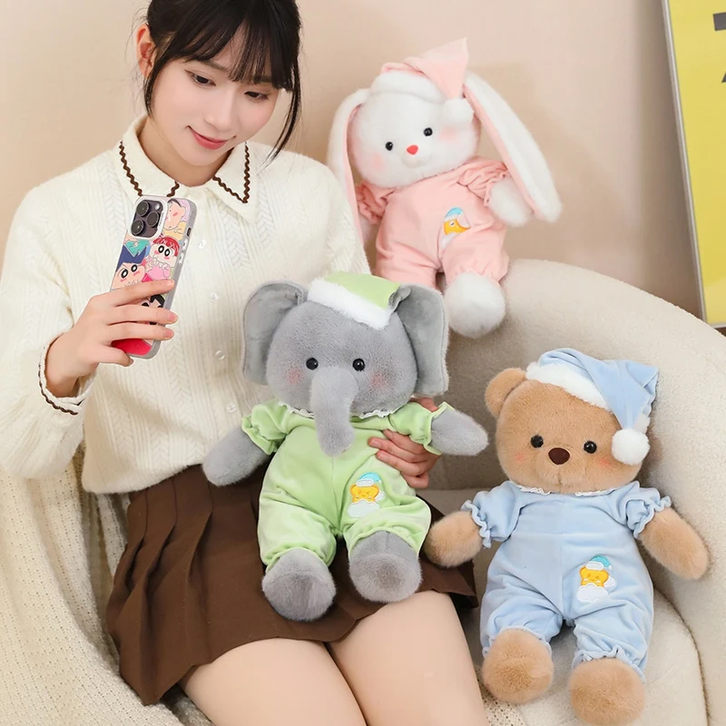 柔らかい動物のぬいぐるみ,かわいいぬいぐるみ,クマ,豚,ウサギ,服付き象,誕生日プレゼント,40cm,新品