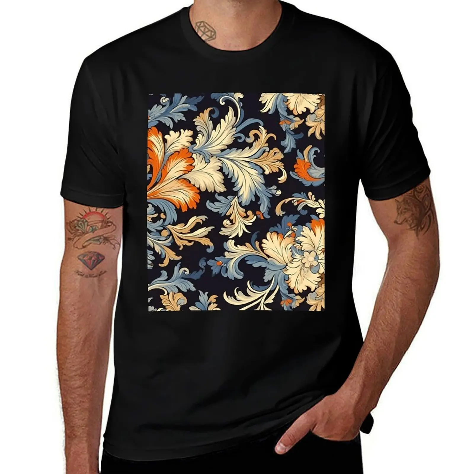 Timeless Beauty: Elegant Victorian Floral Vintage Design T-Shirt Work Style Casual T-Shirt