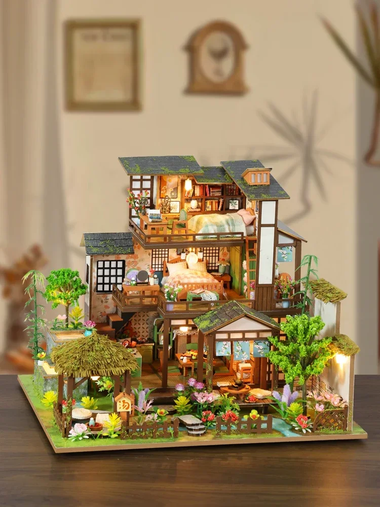 

Chinese style DIY cottage villa Zhuquan courtyard handmade house assembled model building block