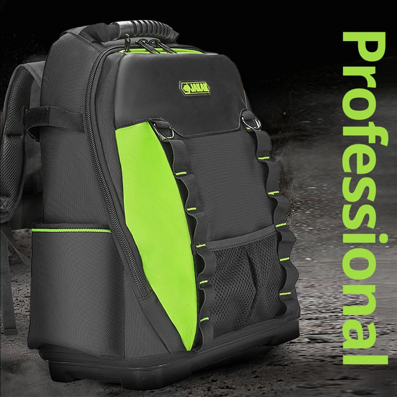 Tool Backpack, Heavy-Duty Tool Bag with Padded Shoulder, Waist Straps, Water-Resistant Construction