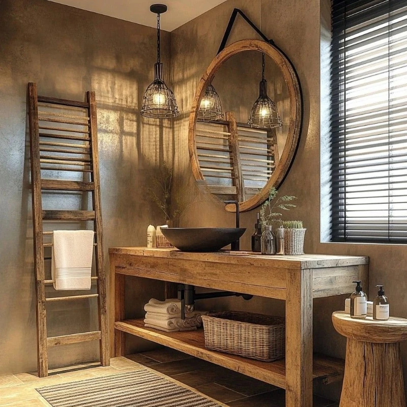 

Solid wood bathroom cabinet B & hotel small apartment simple retro integrated