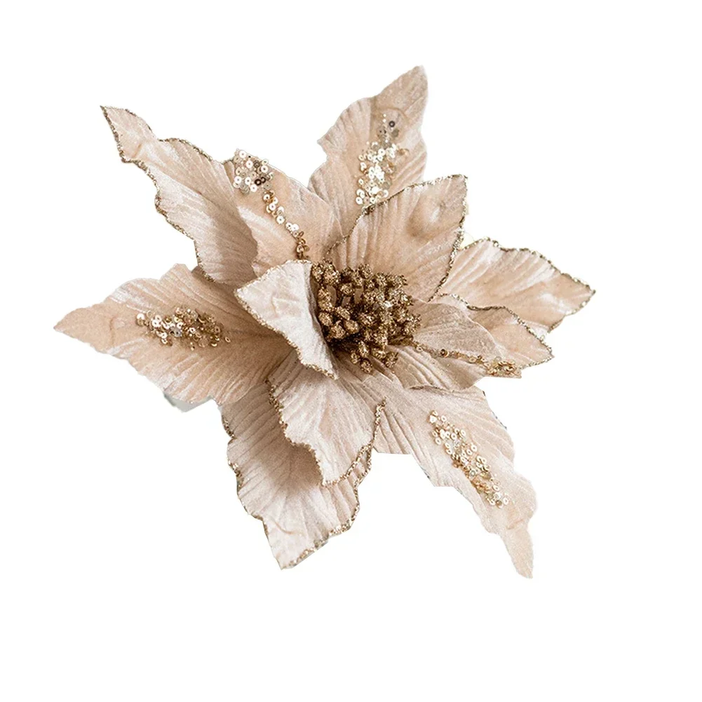 Flannel Christmas Flowers Artificial Christmas Flowers Easy To Decorate Layered Spiky Petals For Christmas Tree