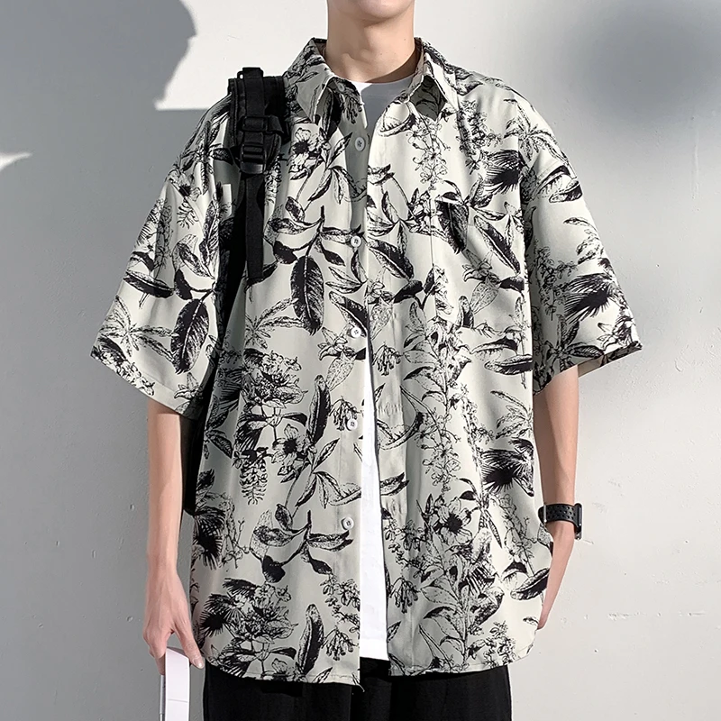 Men's Clothing Short Sleeve Shirt Printed Shirts Big Clothes Big Size Men Harajuku Fashion High Quality Luxury Men's Shirt