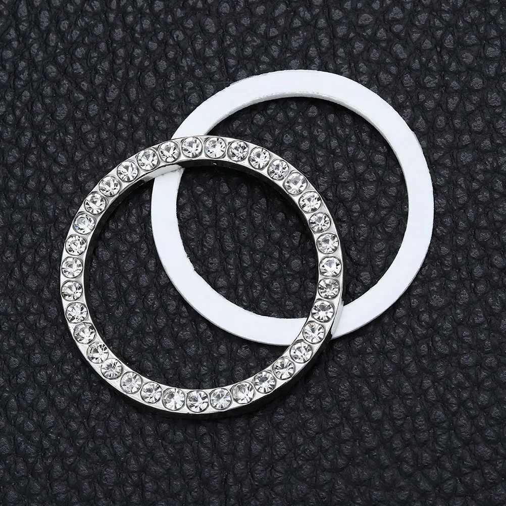 

4 Pcs Car Decorative Ring Push to Start Cover Interior Rhinestones Engine Button Gadgets for Men Bling Accessories White
