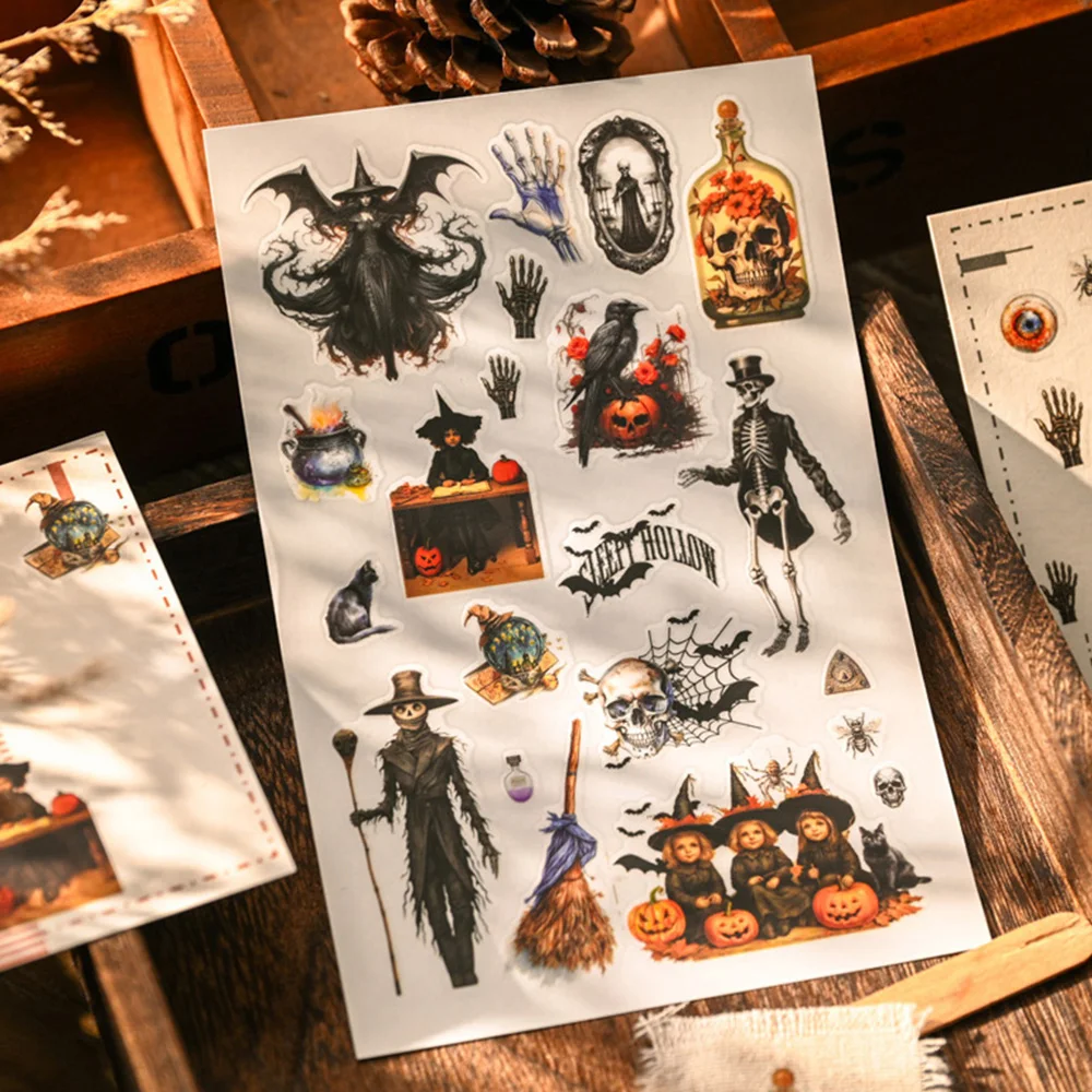 KSCRAFT 2 arkusze Halloween Rub On naklejki Scrapbooking śmieci dziennik rzemiosło naklejki transferowe DIY albumy ze zdjęciami dekoracyjne