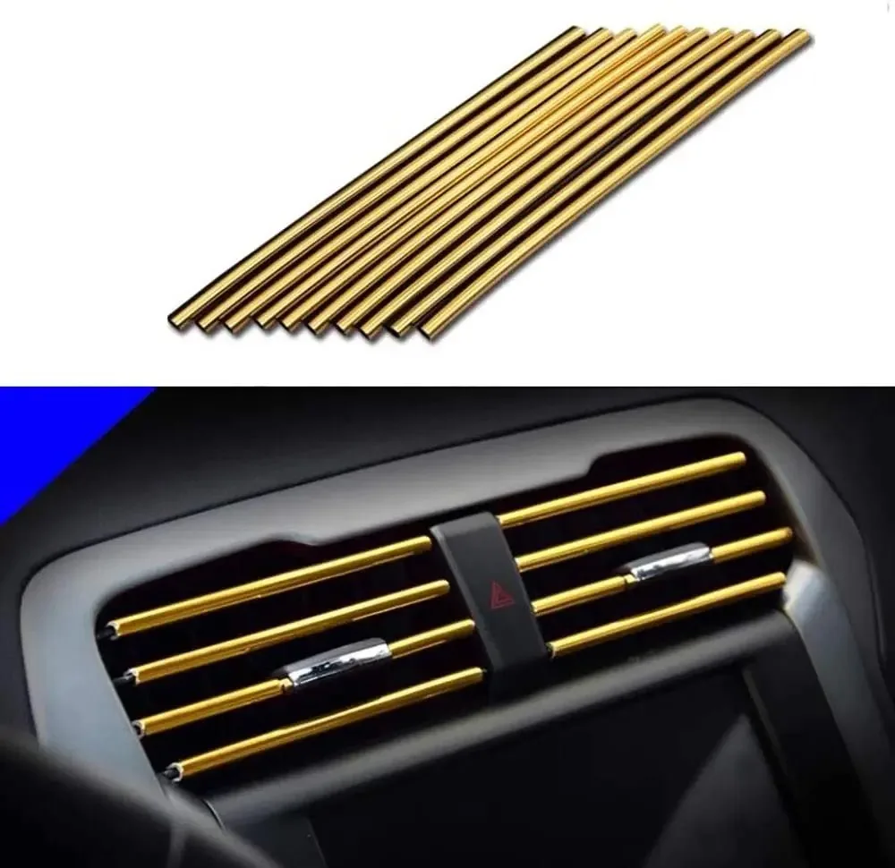 10 Stuks 20Cm Auto Airconditioner Ventilatie Uitlaat Trim Strip U Vorm Chroom Pvc Kleurrijke Glanzende Auto Trim Strip Voor Auto Decoratie