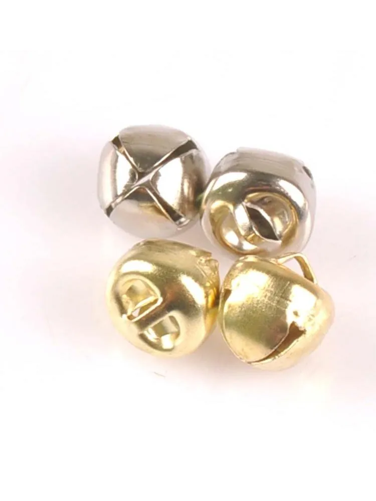 Złoty/srebrny żelaza krzyż mały Jingle Bells świąteczne dekoracje zawieszki DIY rzemiosło akcesoria do rękodzieła 6/8/10mm 100 sztuk cp2010 — zdjęcie 2