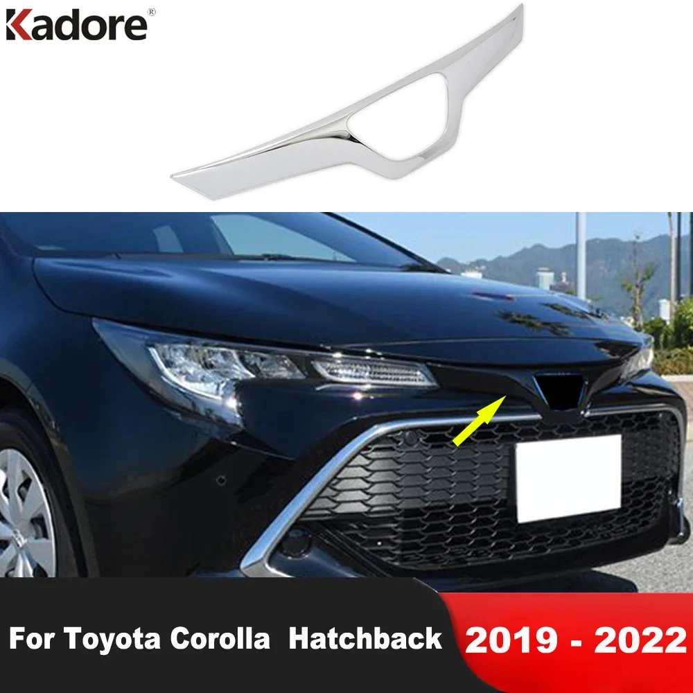 

Front Upper Grille Cover Trim For Toyota Corolla Hatchback 2019 2020 2021 2022 Chrome Car Head Grills Logo Frame Accessories
