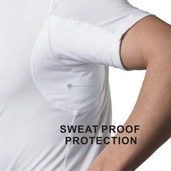 High Quality Crew Neck Heavy T-shirts With Anti-sweat Pad Sweat Proof Men's Casual Plain Oversized Tee Undershirt For Men