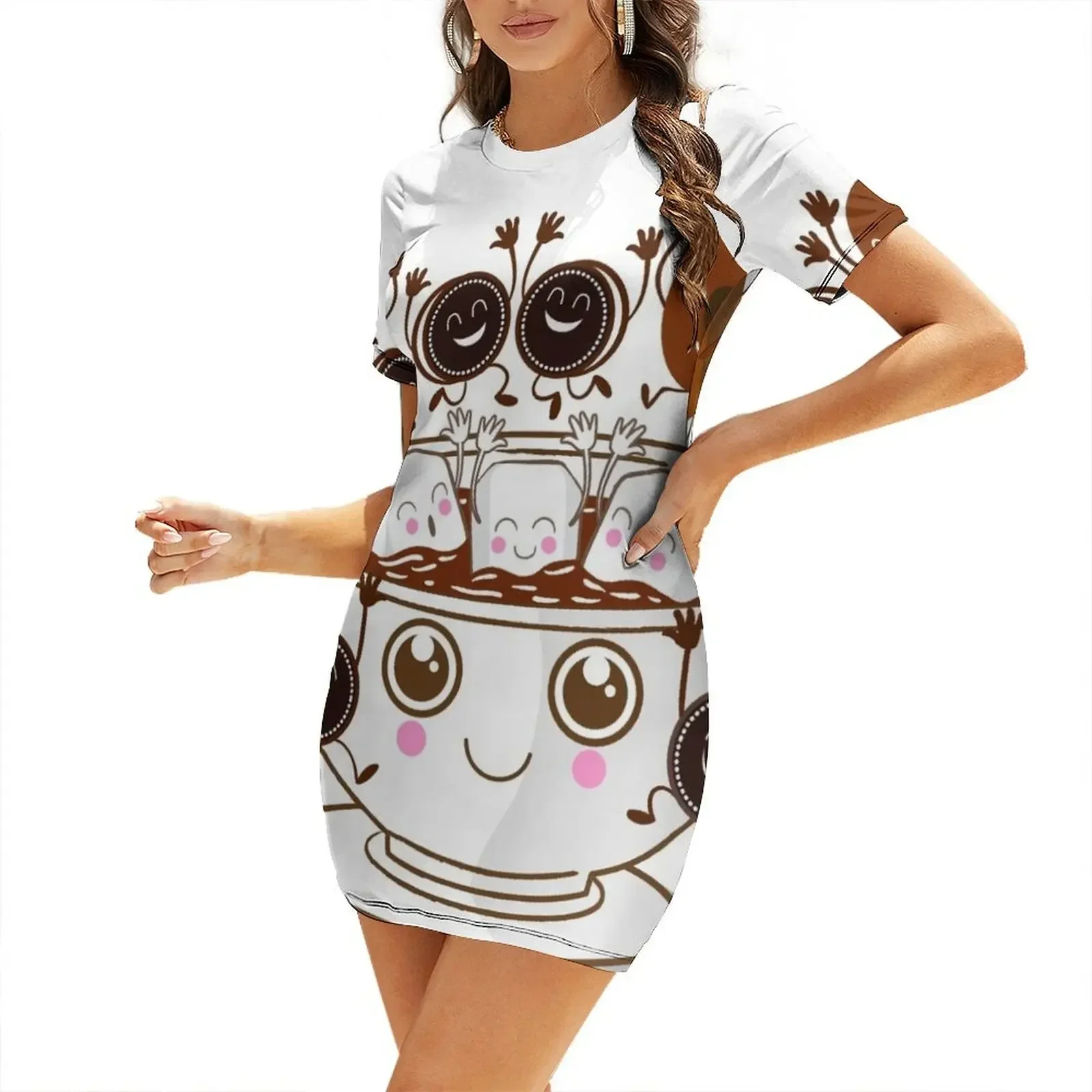 Vestido de manga corta Hot Cocoa para eventos especiales, vestido elegante y chic para mujer, vestido de verano, vestidos diarios para mujer, vestidos de lujo