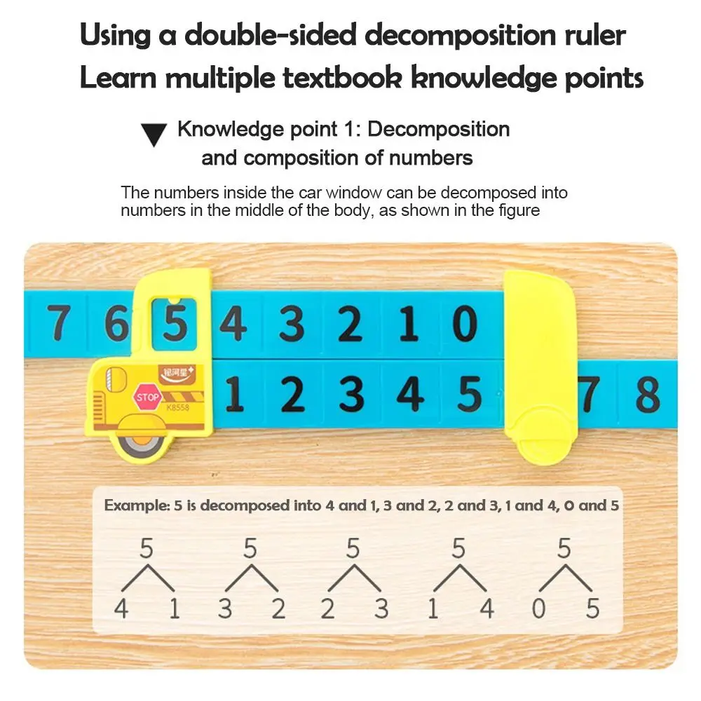 Righello di decomposizione matematica in plastica entro 20 righello di sottrazione di colore casuale insegnamento dimostrazione righello di aggiunta portatile