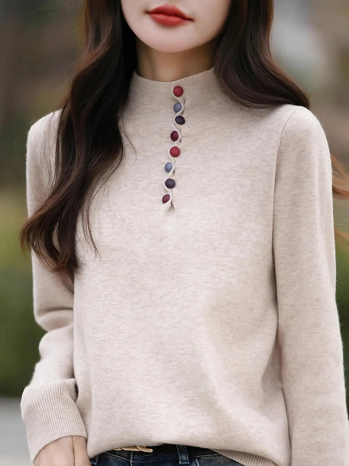 

Женский свободный вязаный свитер с высоким воротником и открытым дизайном, модная верхняя одежда, длинный зимний топ све