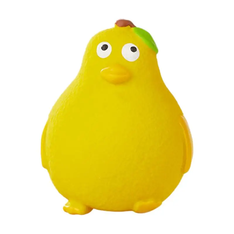 Dog Squeaky Toy Grunting Squeaker Puppy Chew Toy Fun Sensory Squeezing Tongue Toy Small Squeaker Yellow Pear & Frog Shape Latex