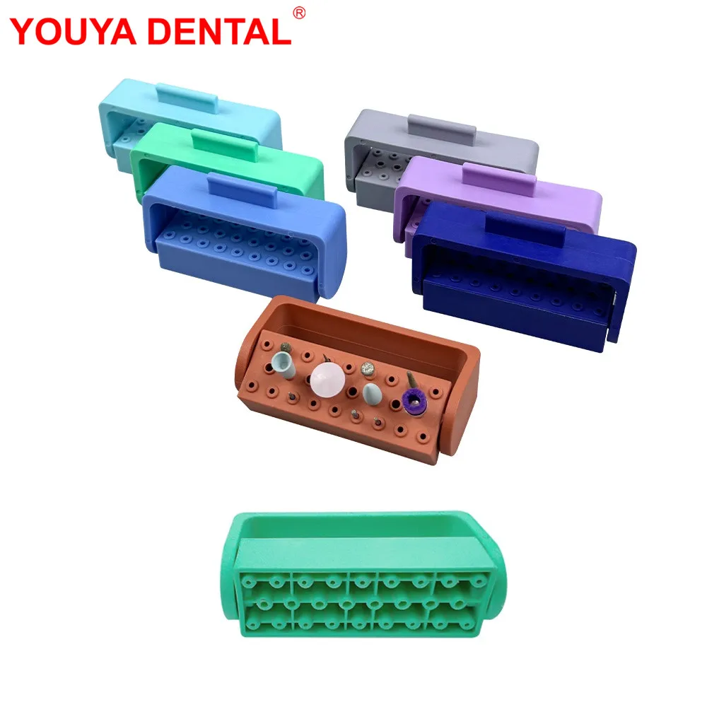 26 Hole Autoclavable Dental Endo Files Holder Plastic Bur Holder Disinfection Box Case For High/Low Speed Burs Drill Stand Block