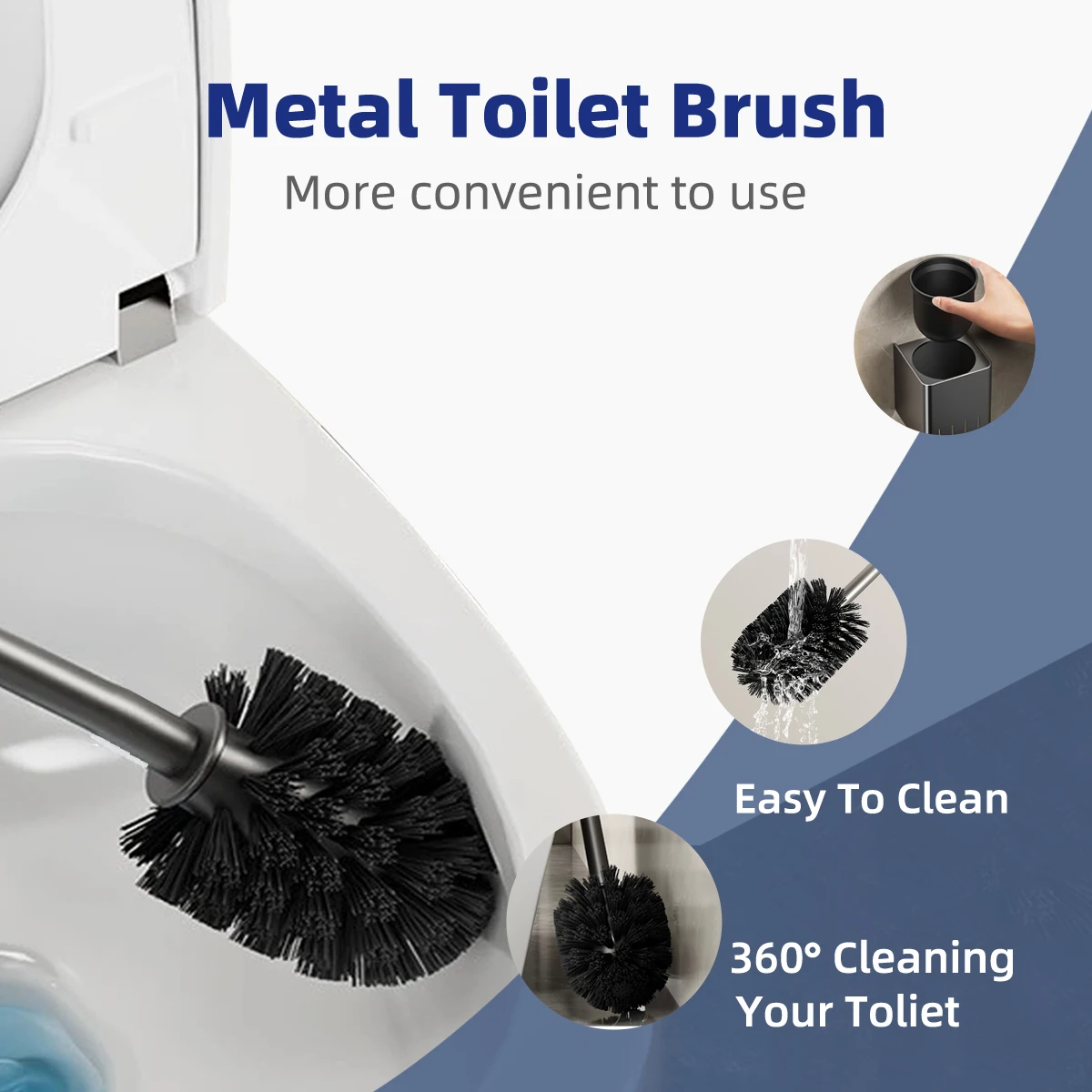 Bathroom Accessories Toilet Brush Holder Wall Mounted Bathroom Cleaning Brush Aluminium Toilet Brush for Cleaning Storage