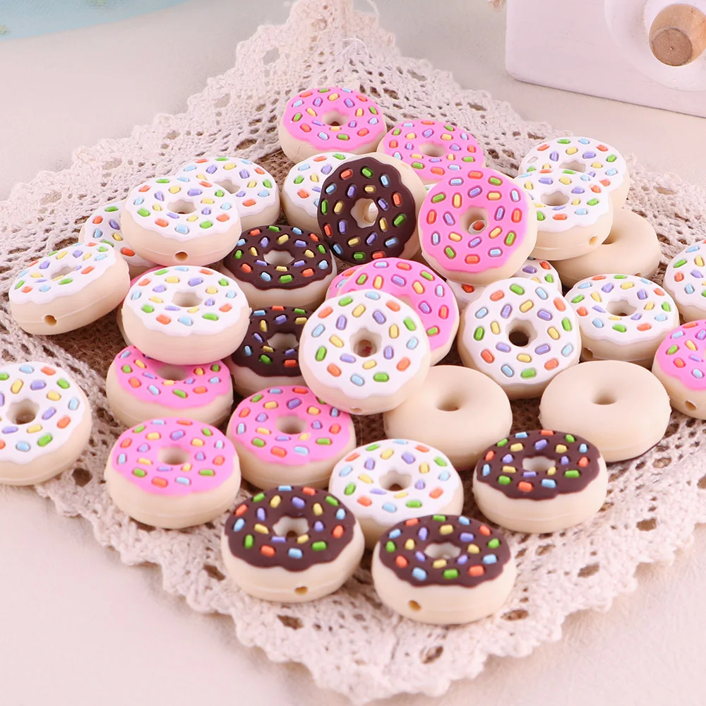 5/10Pcs Mini Silicone Beads Coffee Cup Beer Cup Donut Ice Cream Focus Beads DIY Necklace Pacifier Chain For Jewelry Making