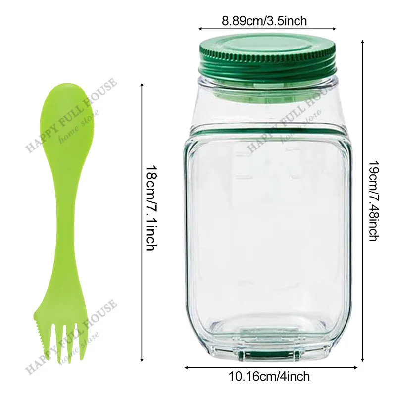 حاوية سلطة بلاستيكية محكمة الغلق مفتوحة من الجانب، برطمانات سلطة محمولة تحافظ على حاوية سلطة الغداء الطازجة