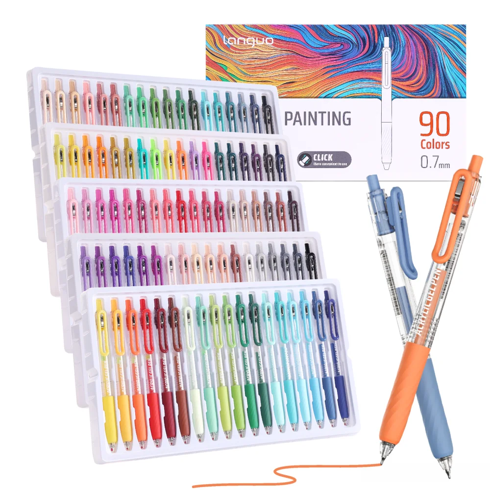 Acrylic Painting Gel Pen,Retractable 0.7mm Tip,Rich Color Large Capacity Ink,Art Supplie,For Diary,Card,DIY,Coloring,Doodling